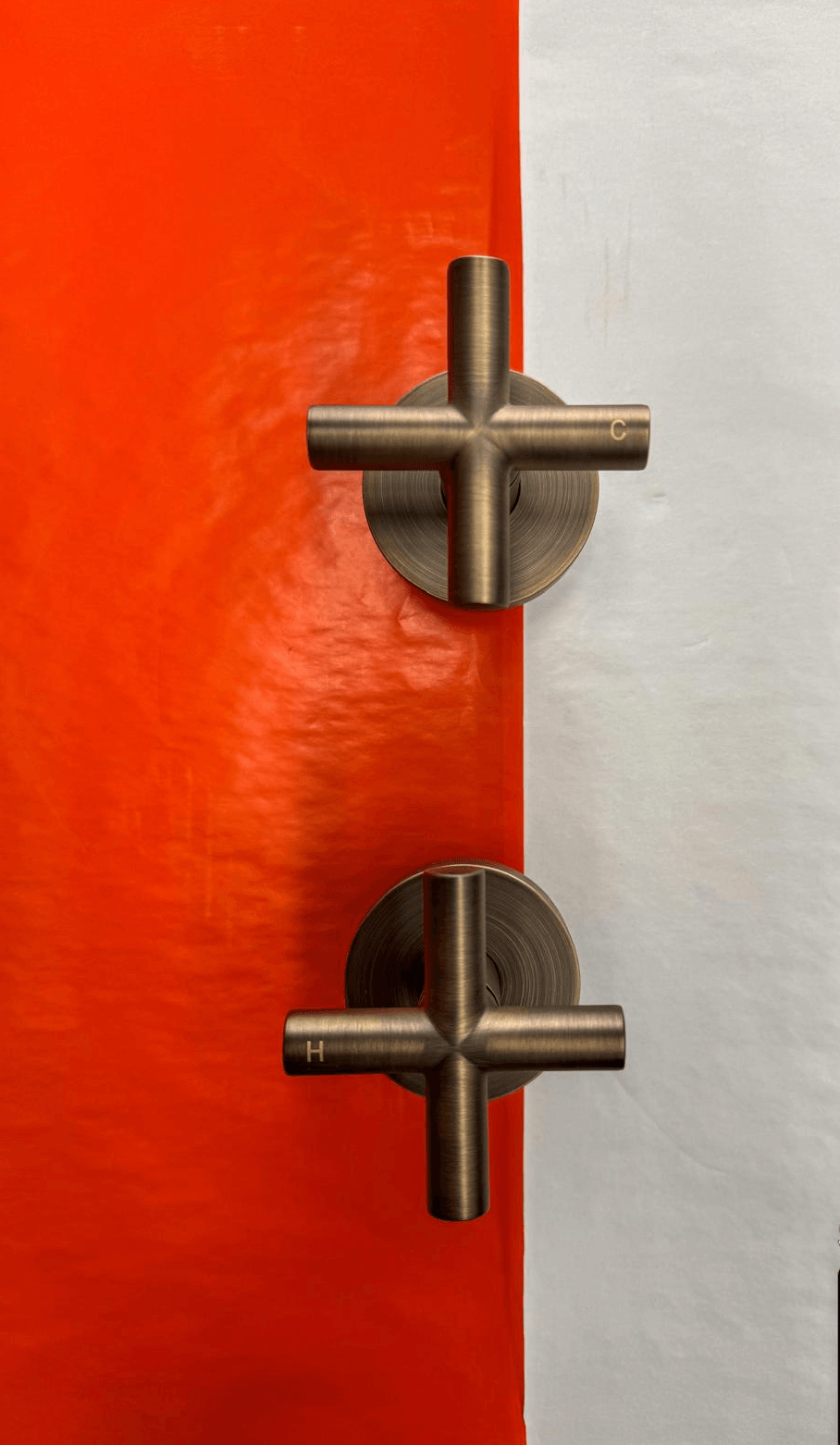 Antique brass bathroom cross handle taps