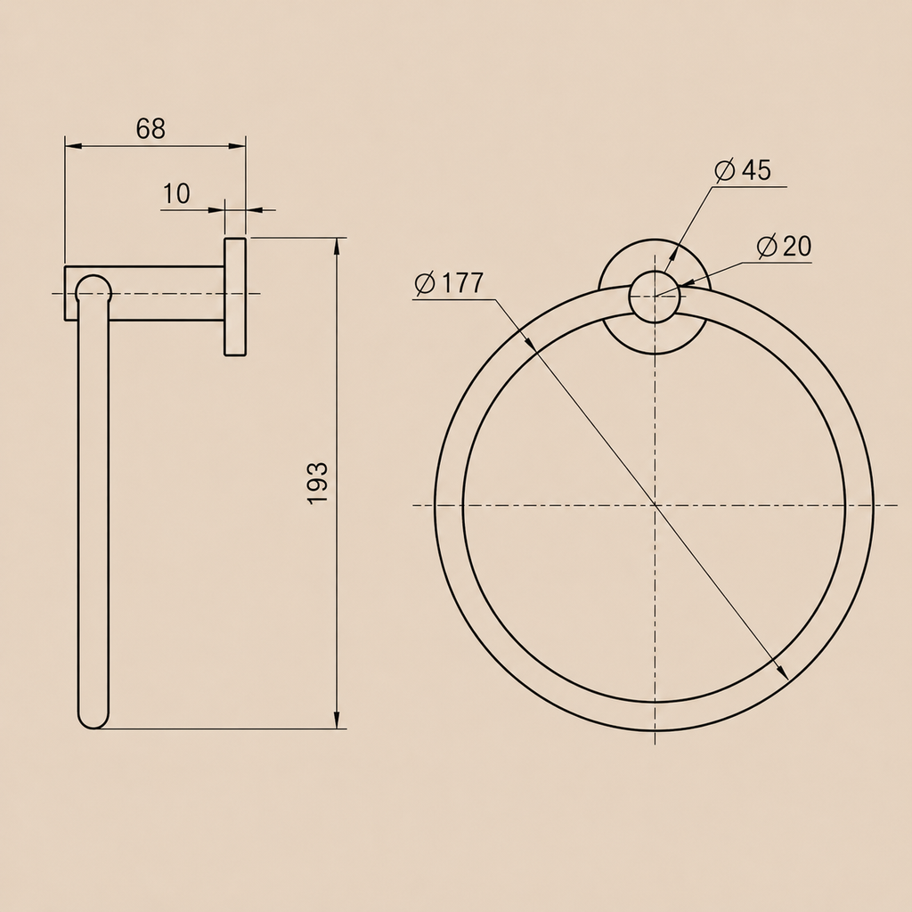 Black Round Towel Ring
