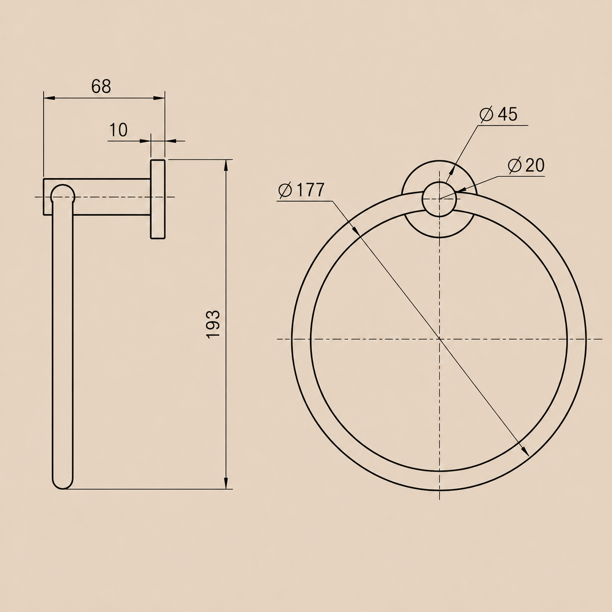 Black Round Towel Ring