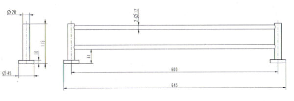 Cordoba Gunmetal Double Towel Rail 600mm