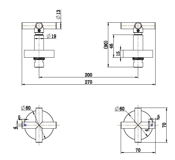 Cross Handle Wall Top Assemblies