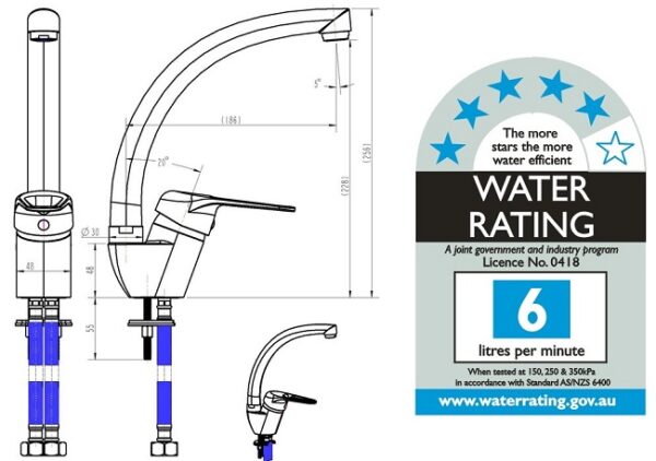 Duck Handle Kitchen Mixer 40mm cartridge