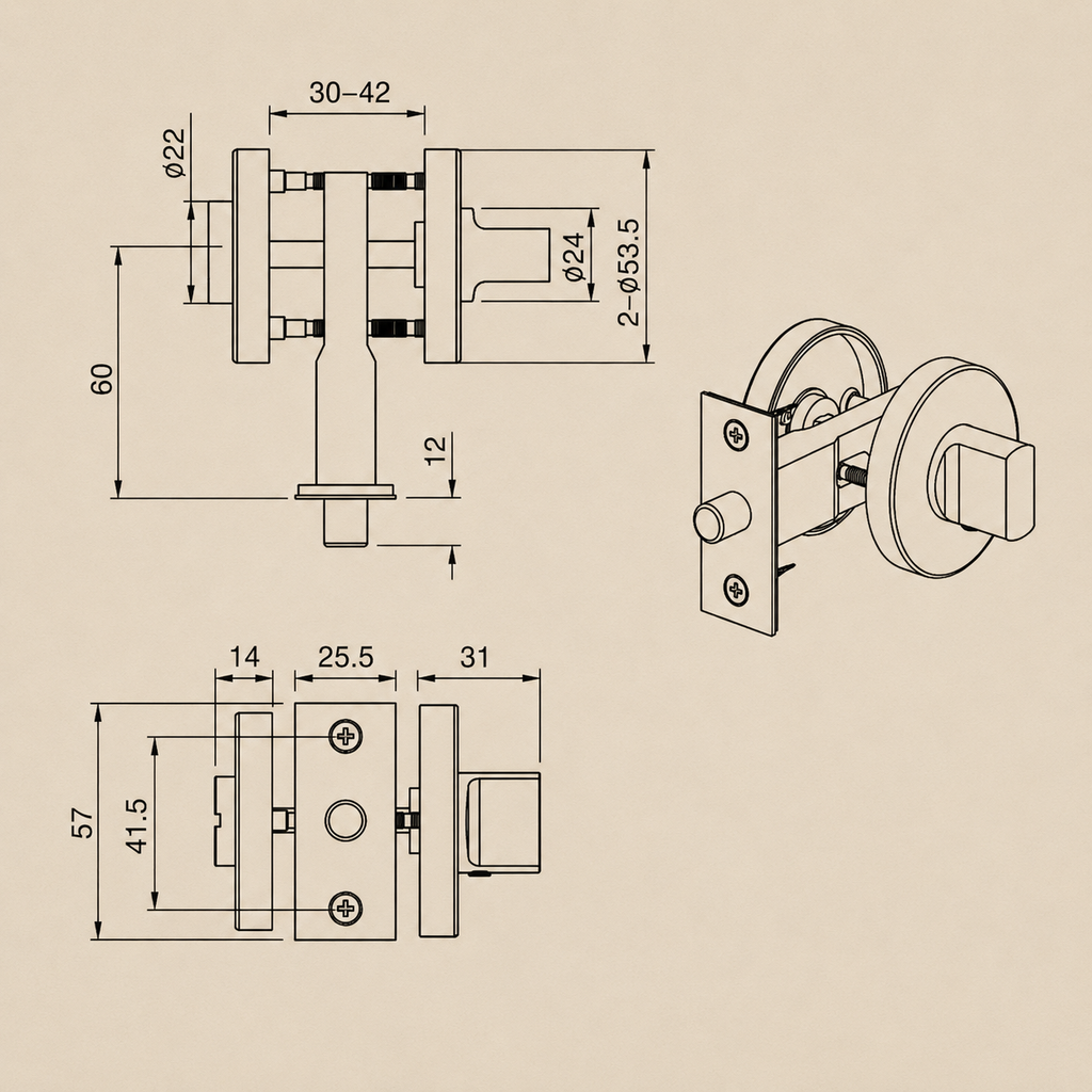 Valencia Brushed Nickel Door Lock