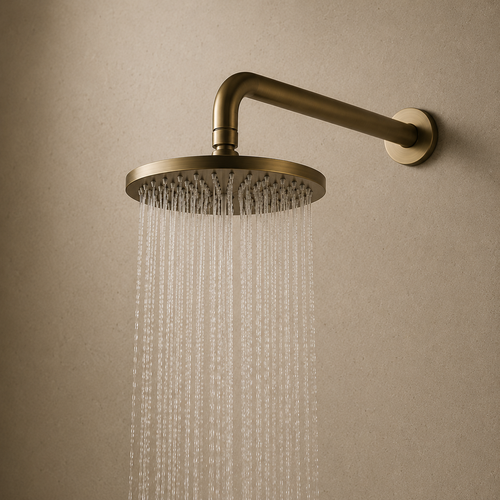 Seville Antique Brass Showerhead on Wall Mounted Arm
