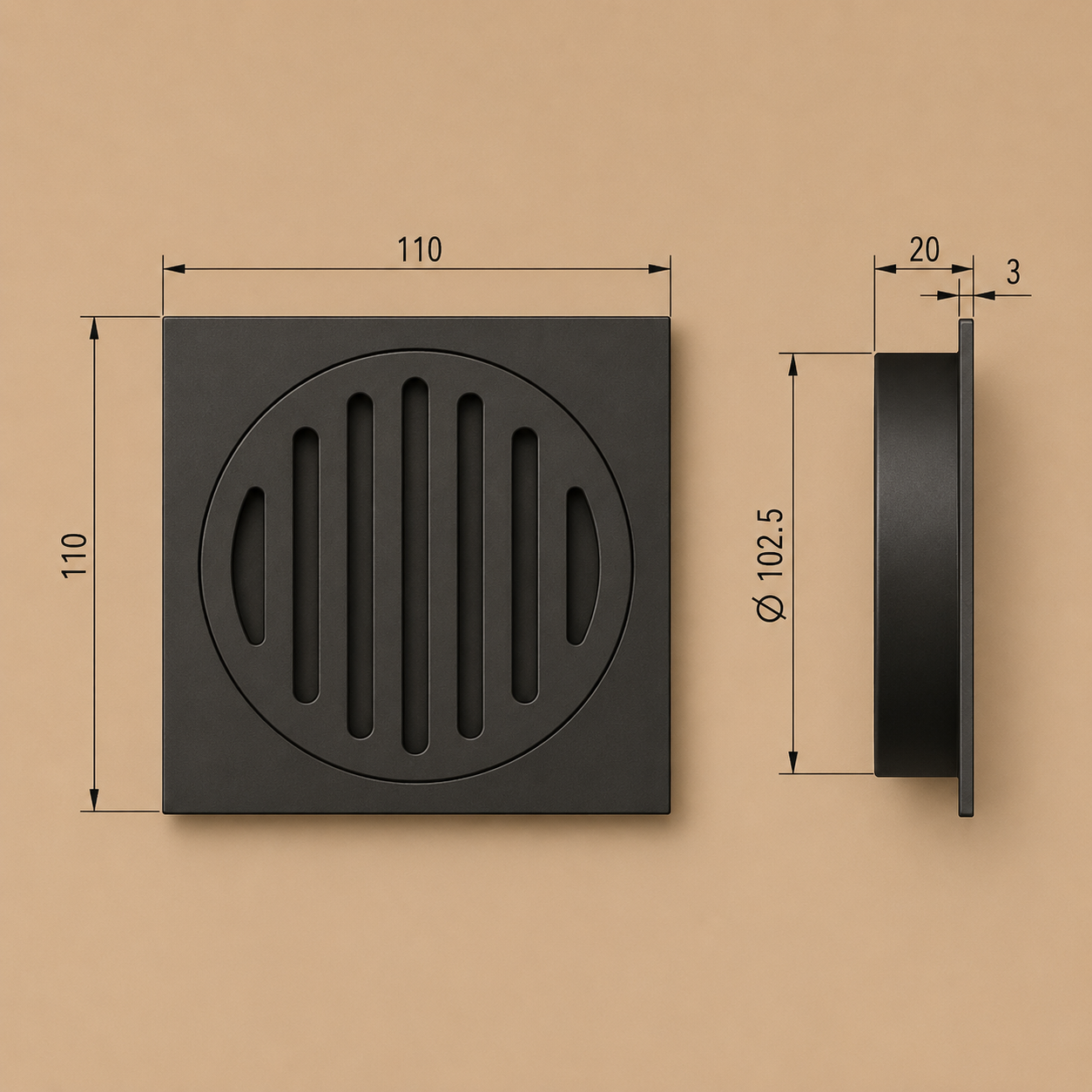 Black Square Floor Grate