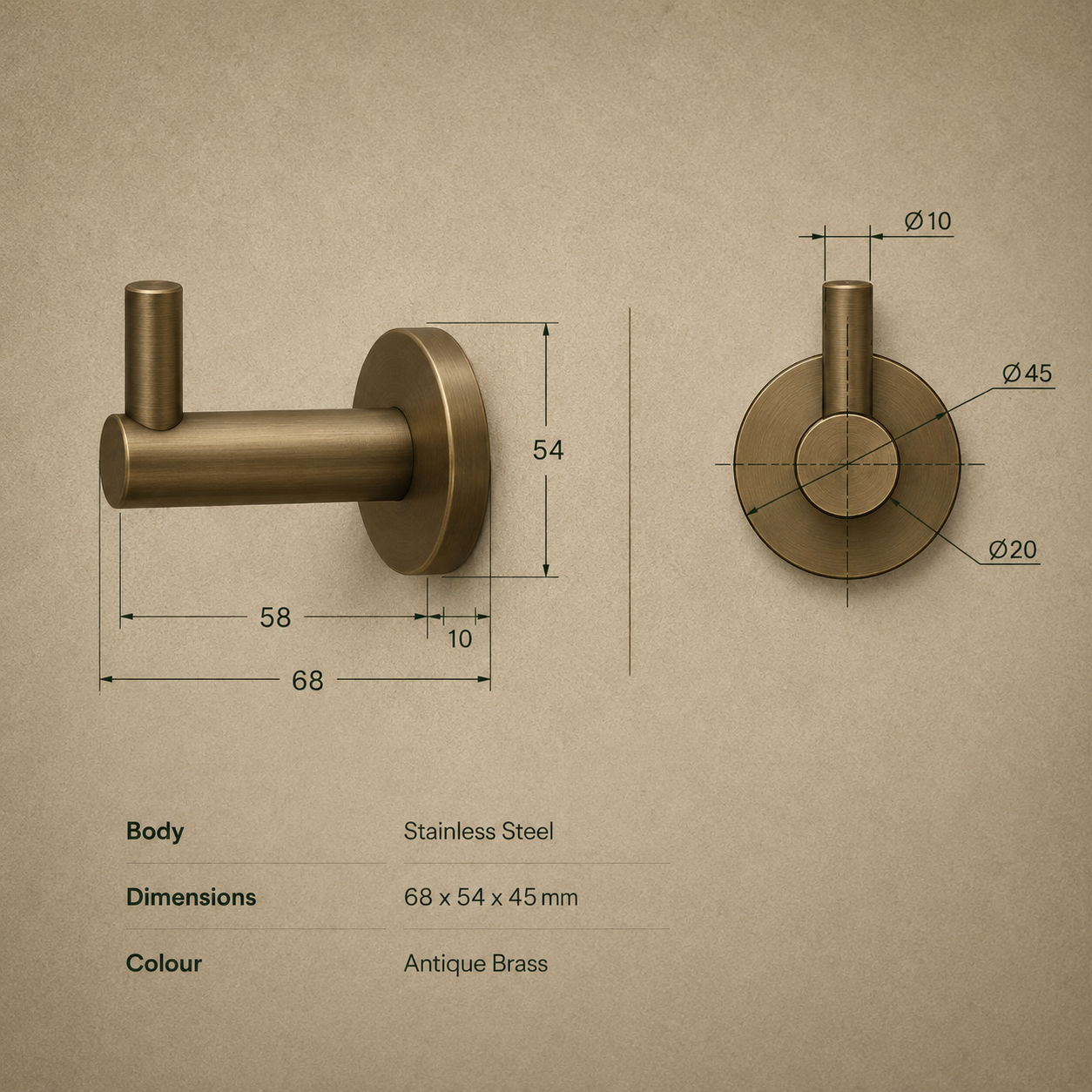 Seville Antique Brass Robe Hook