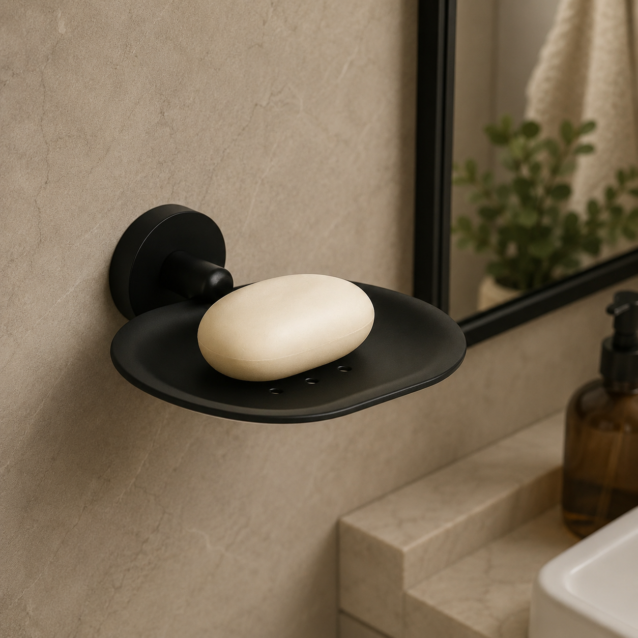 Black Round Soap Tray
