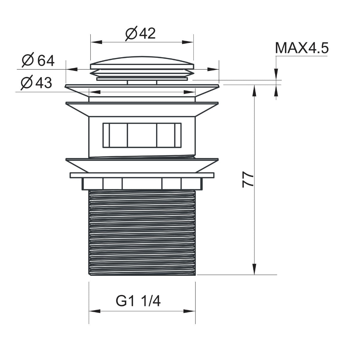 Onix Black Pop-up Waste 40mm W/O