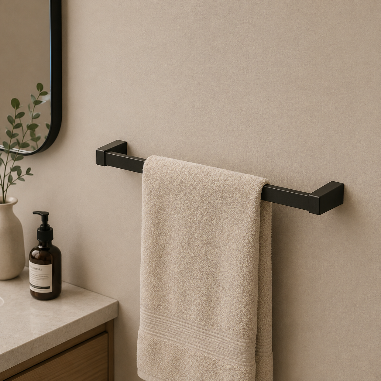 Black Single Towel Rail