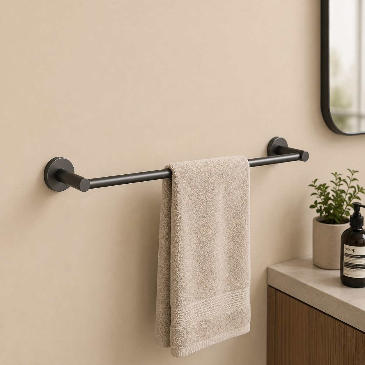 Cordoba Gunmetal Single Towel Rail 600mm