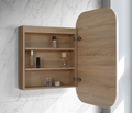 600mm Modern LED Shaving Cabinet with Butterfly Mirror Doors – Natural Timber or Matt White