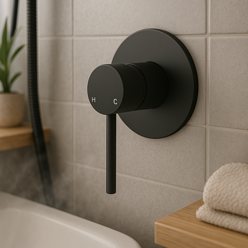 64mm Onix Black Round Wall Mixer