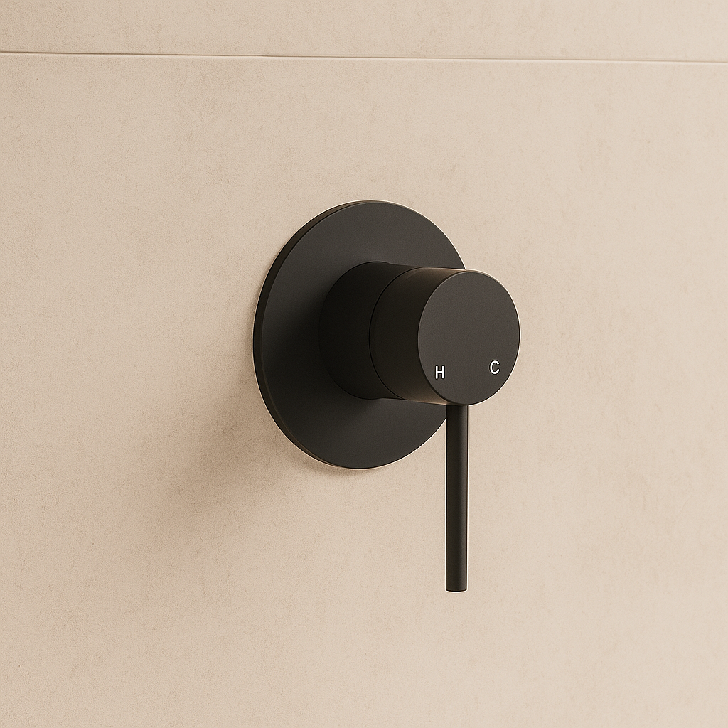 64mm Onix Black Round Wall Mixer