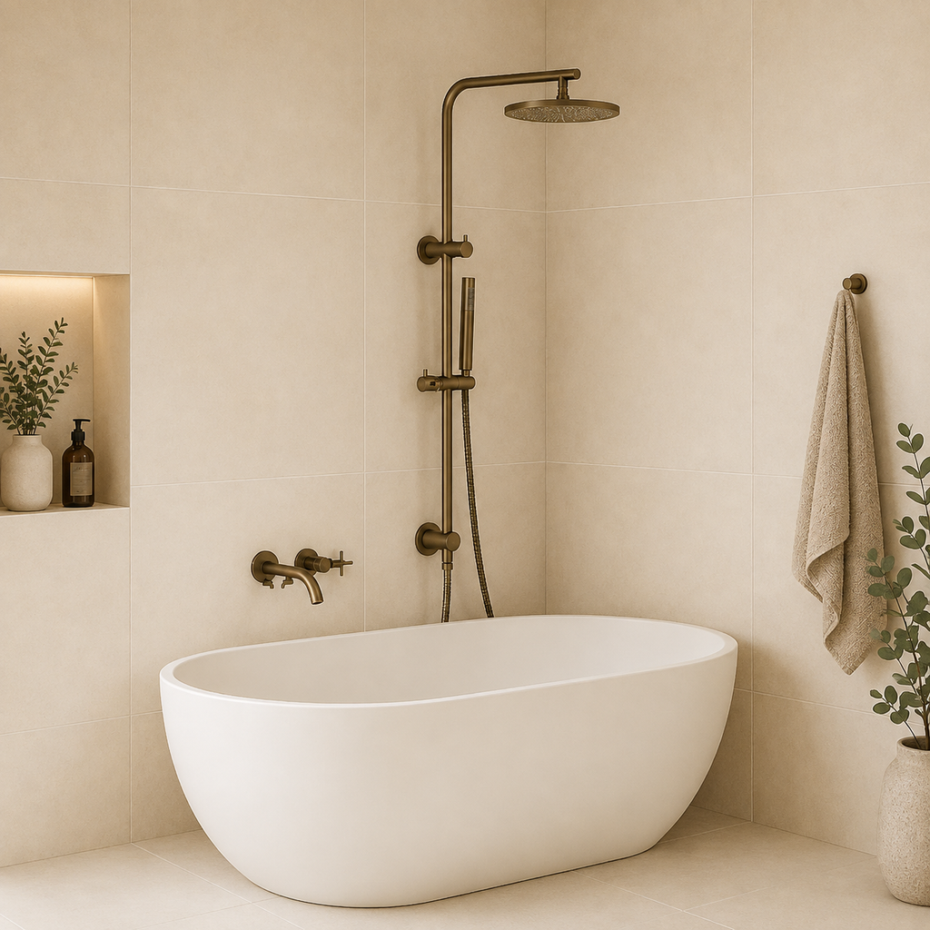 Seville Antique Brass Dual Shower Unit with Diverter