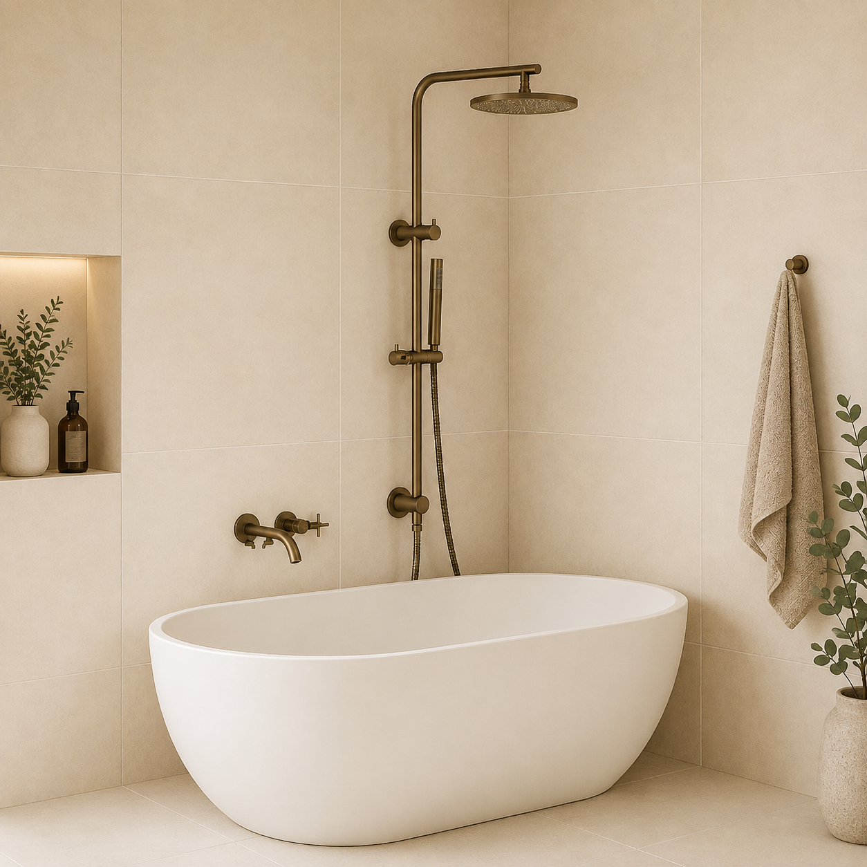 Seville Antique Brass Dual Shower Unit with Diverter