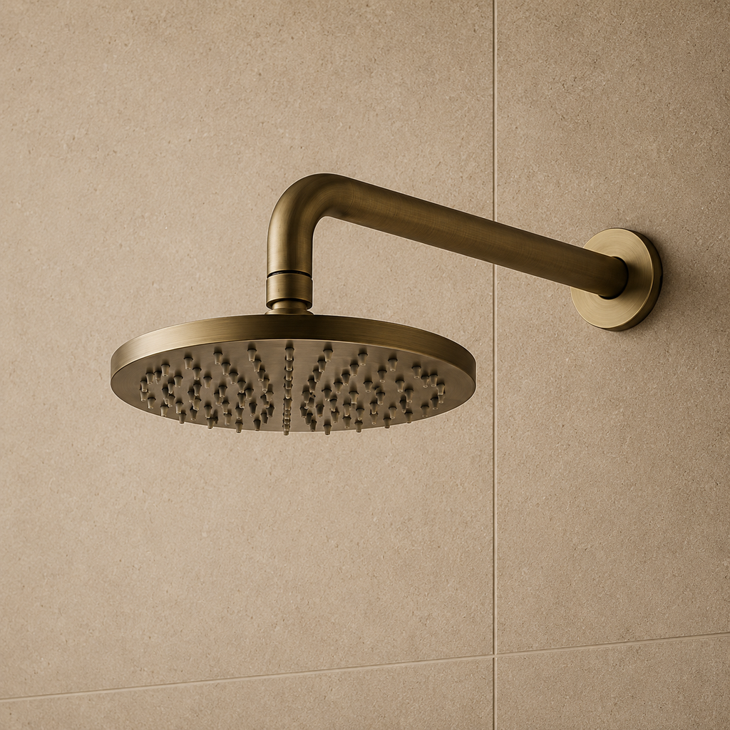 Seville Antique Brass Showerhead on Wall Mounted Arm