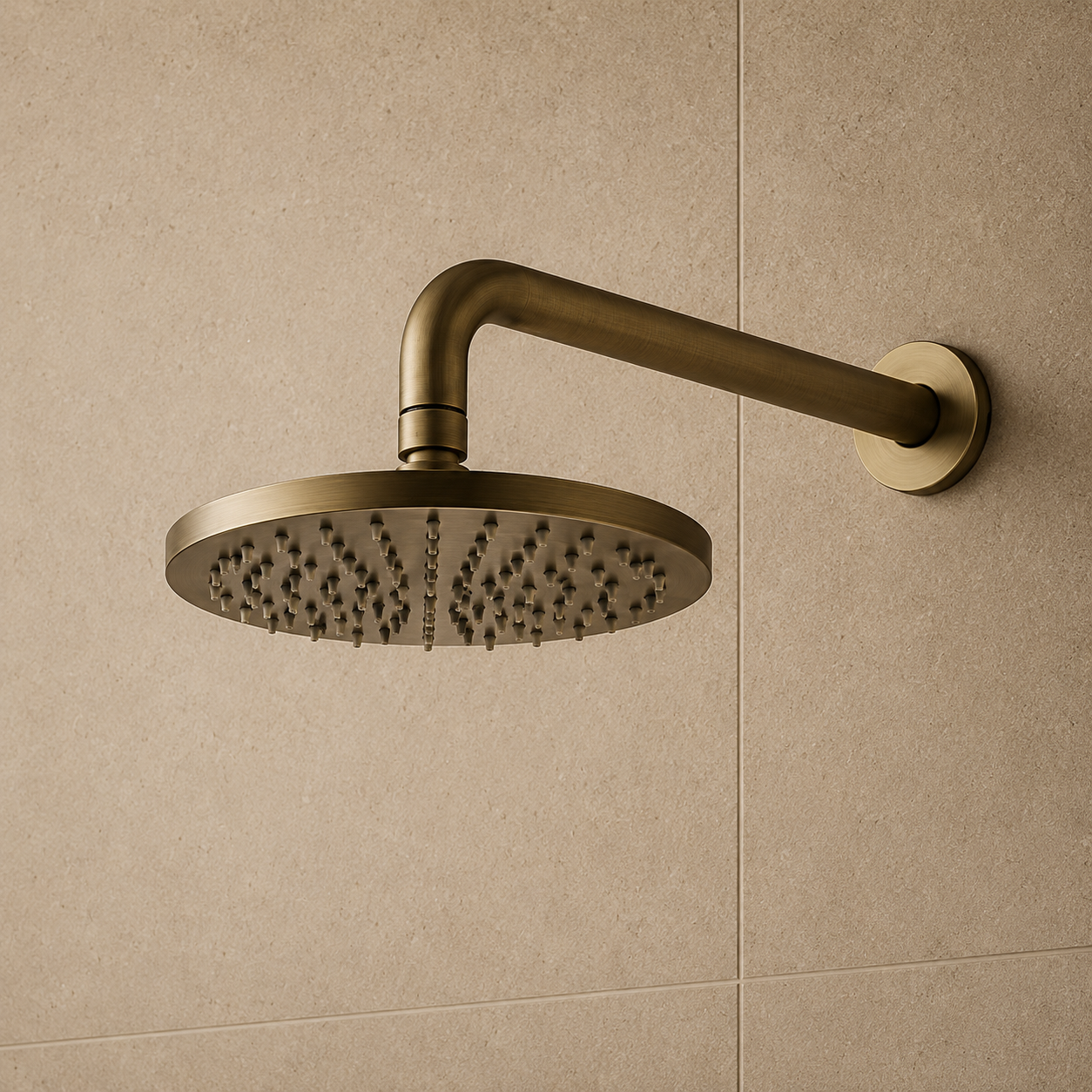 Seville Antique Brass Showerhead on Wall Mounted Arm