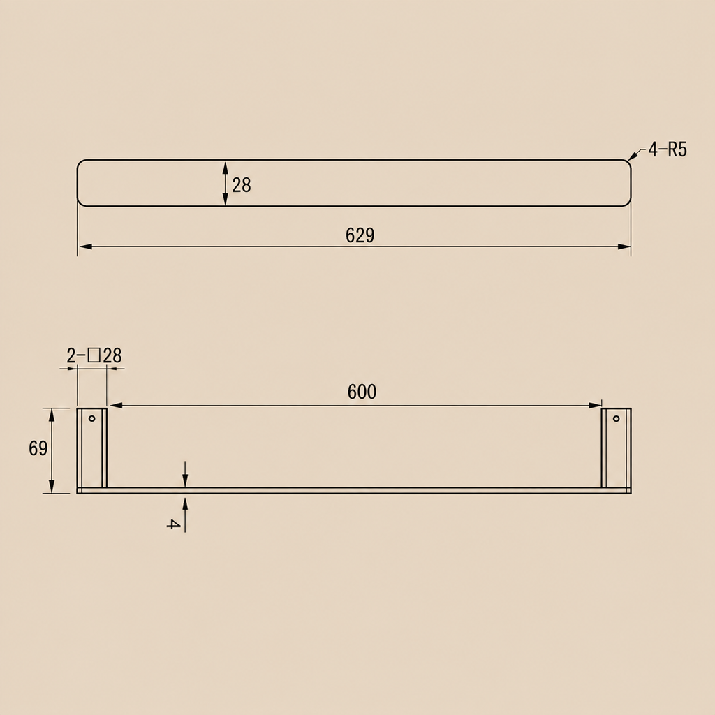 Black Single Towel Rail