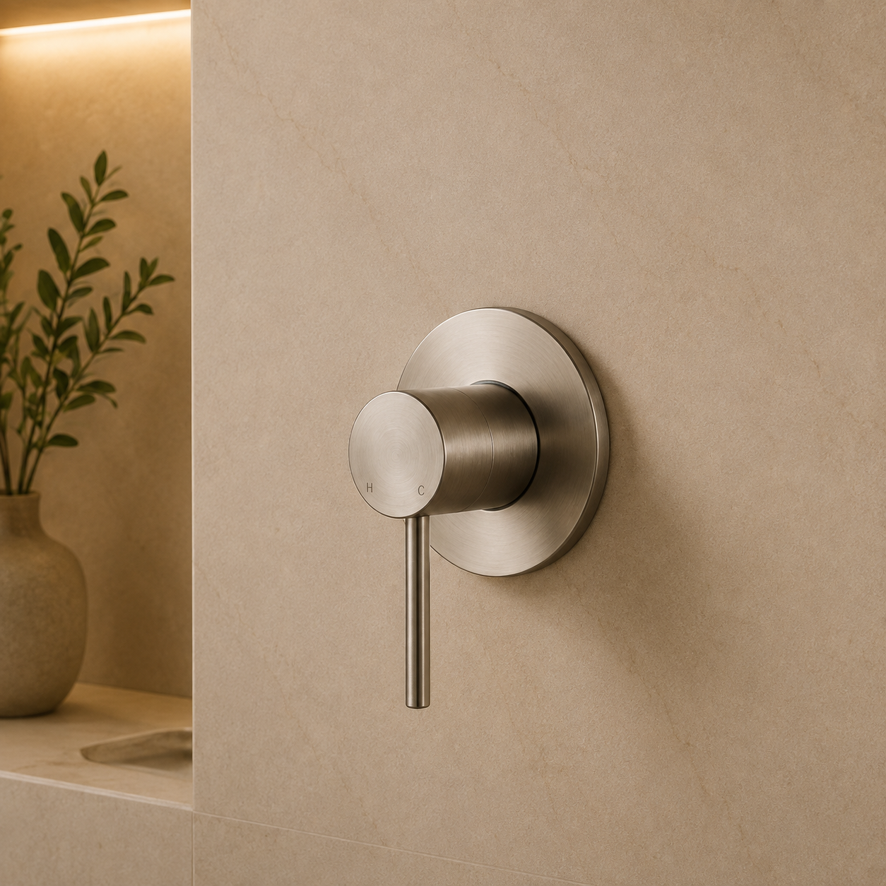 Valencia 64mm Brushed Nickel Wall Mixer
