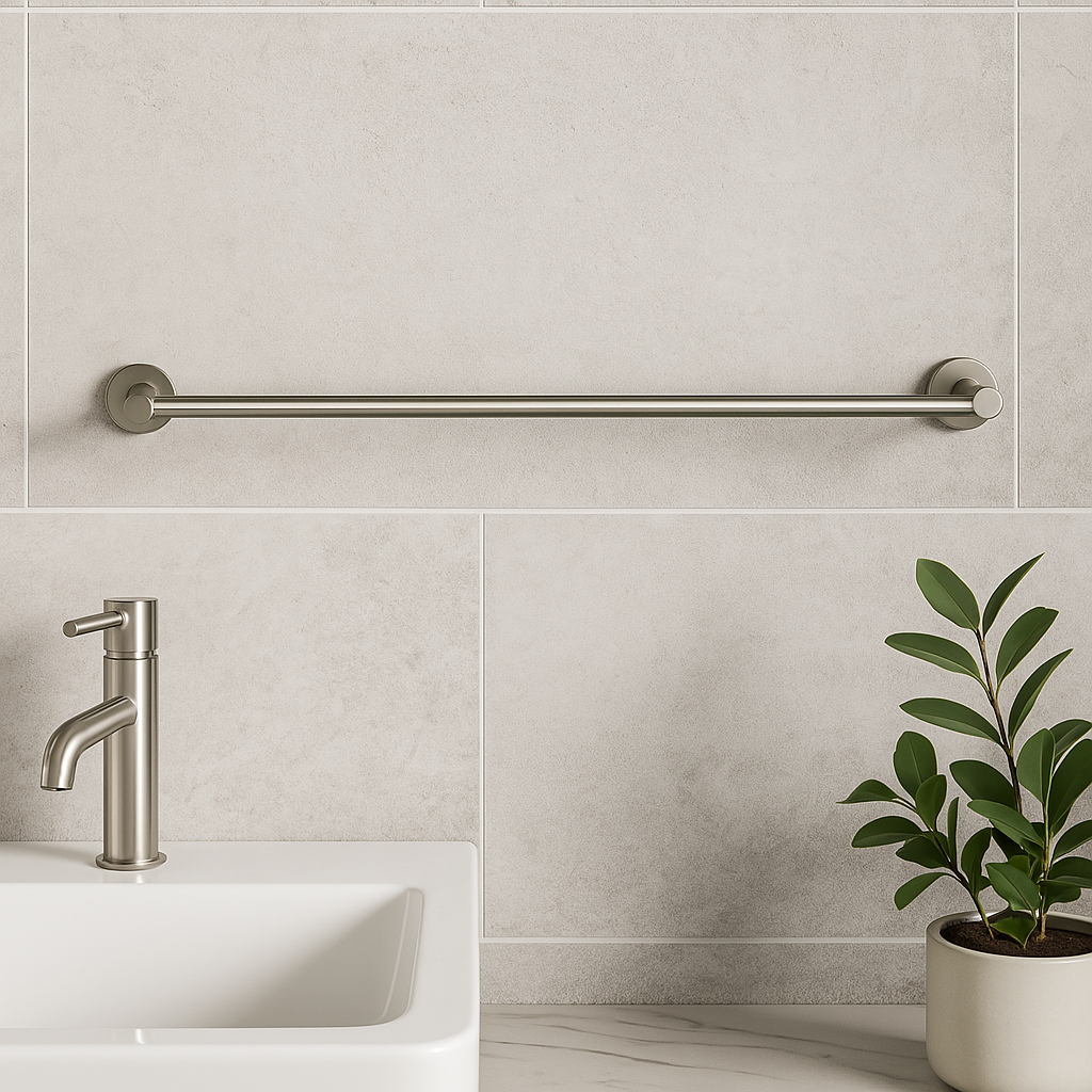 Valencia 600 Brushed Nickel Single Towel Rail