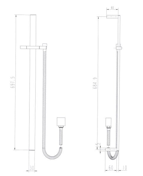 Onix Black Square Shower Rail