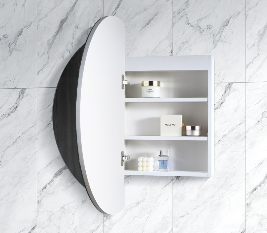 800mm LED Pearl Round Edge Shaving Cabinet – Natural Timber or Matt White Finish