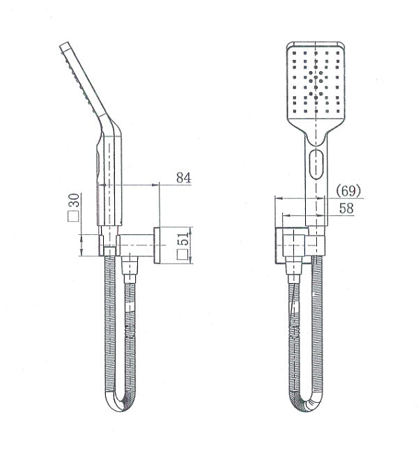 Onix Black Square Shower Unit on Bracket