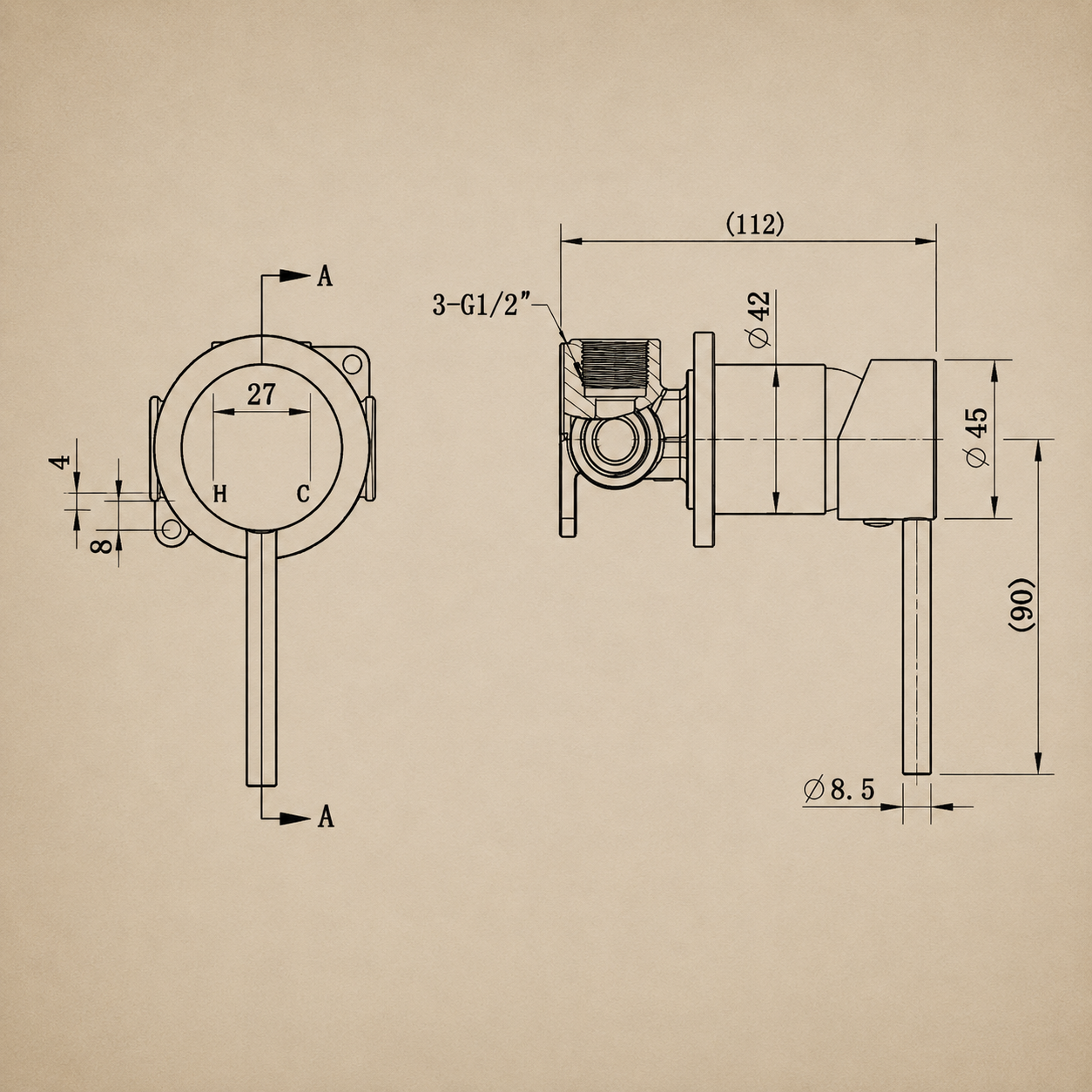 Valencia 64mm Brushed Nickel Wall Mixer