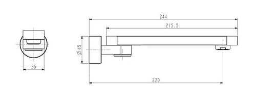 220mm Bath Spout – Swivel