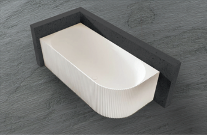 Anika 1700mm Back-to-Wall Freestanding Bath – Elegant Fluted Acrylic Tub