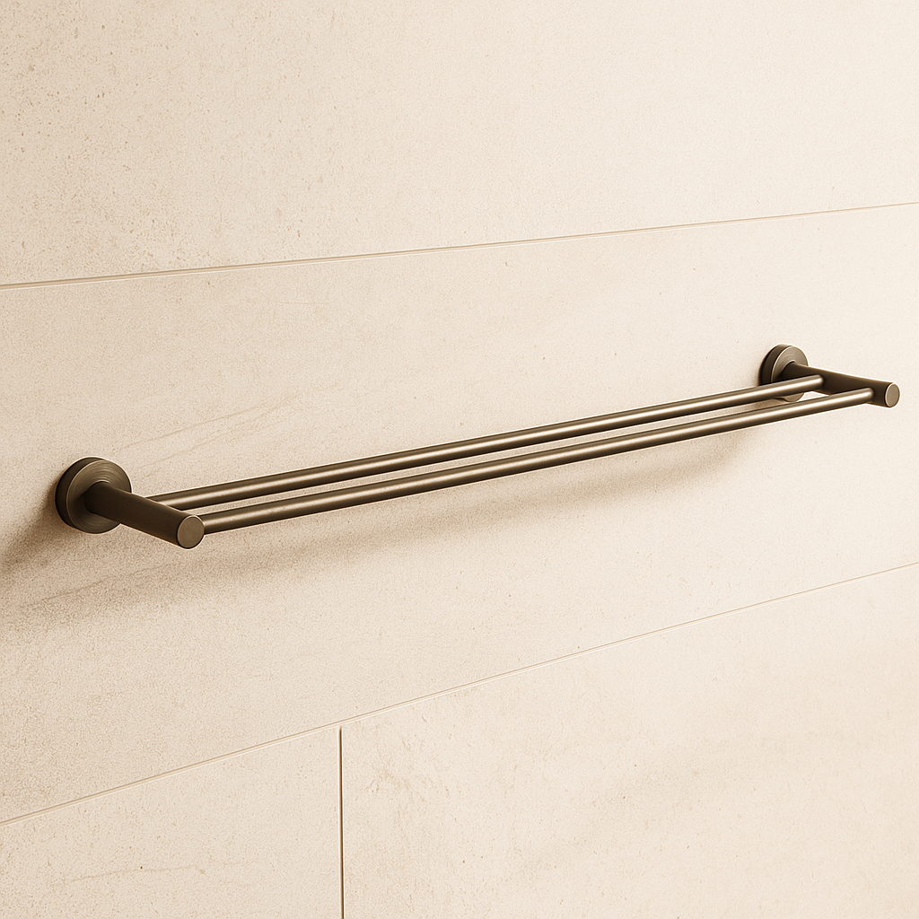 Seville Antique Brass Double Towel Rail 750mm