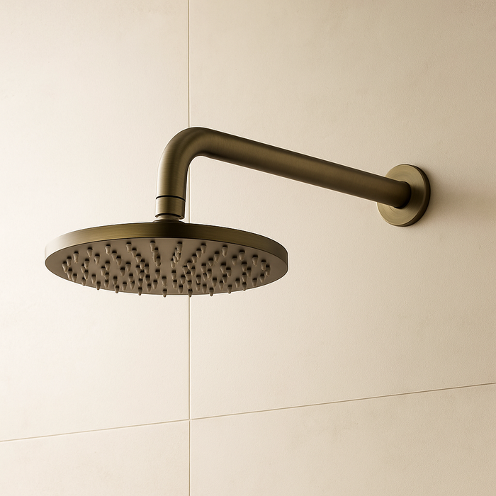 Seville Antique Brass Showerhead on Wall Mounted Arm