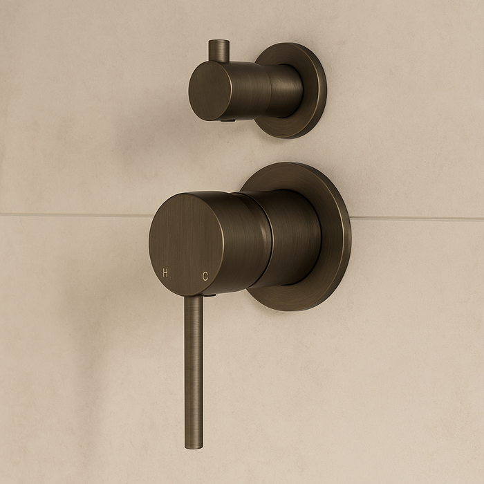 Seville Antique Brass Wall Mixer with Diverter