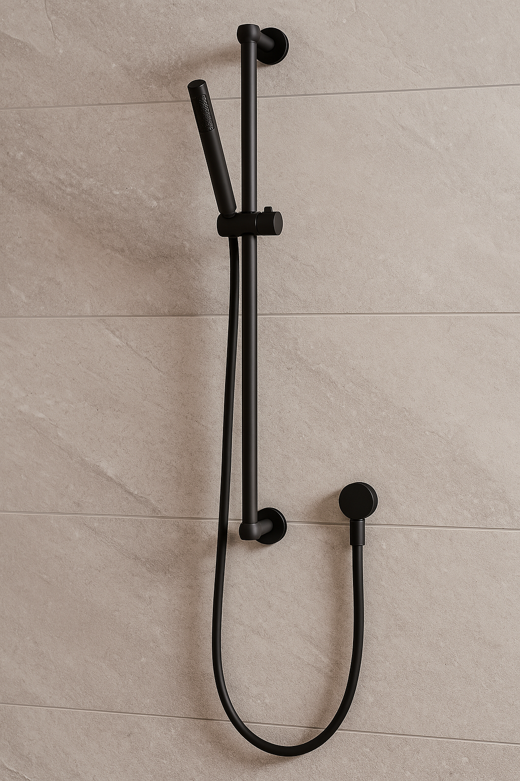 Black Round Shower Rail