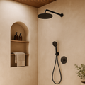 Black Round Shower Unit on Bracket