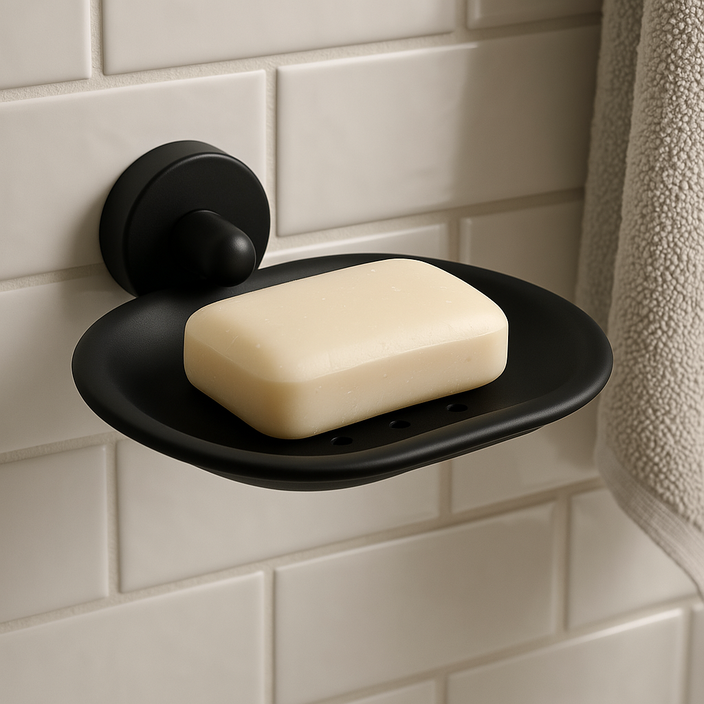 Black Round Soap Tray