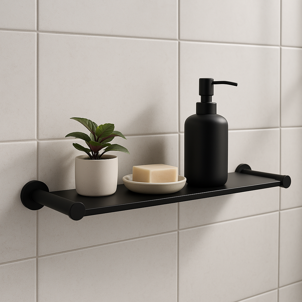 Black Round Stainless Steel Shelf 600*96