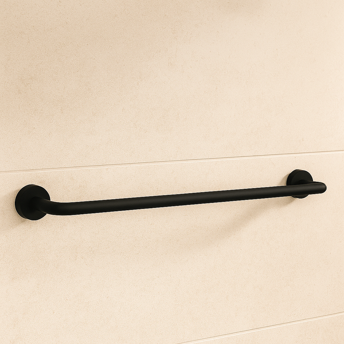 Black Round Towel Rail 750mm