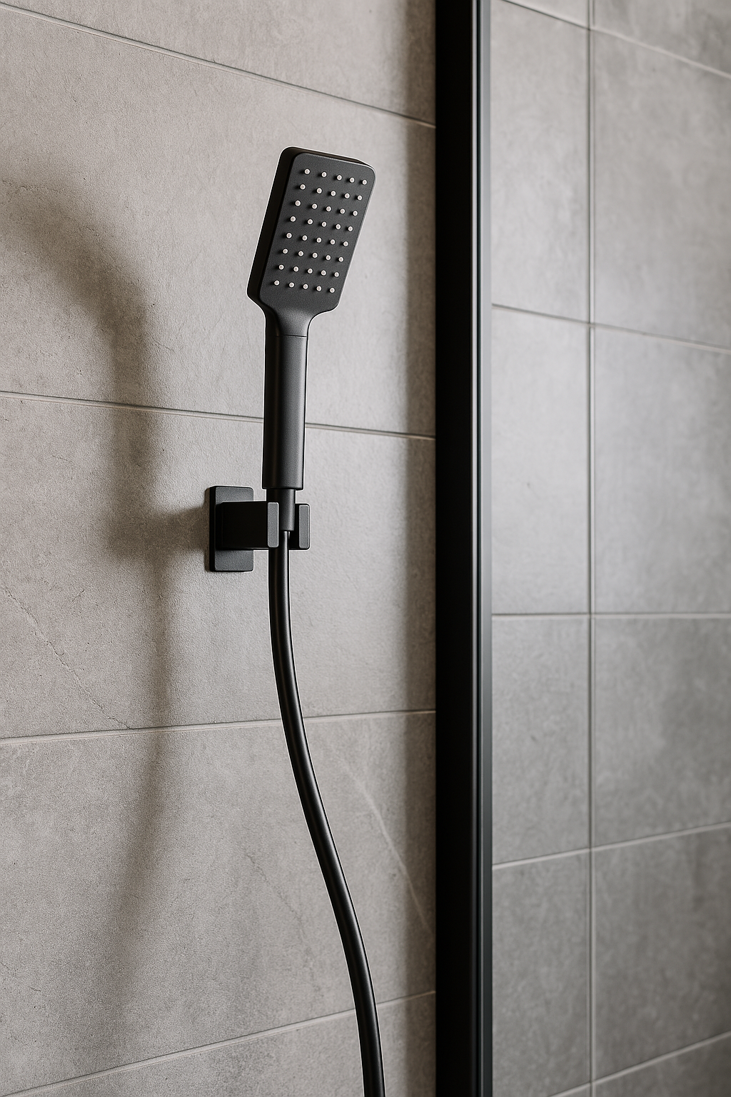 Onix Black Square Shower Unit on Bracket