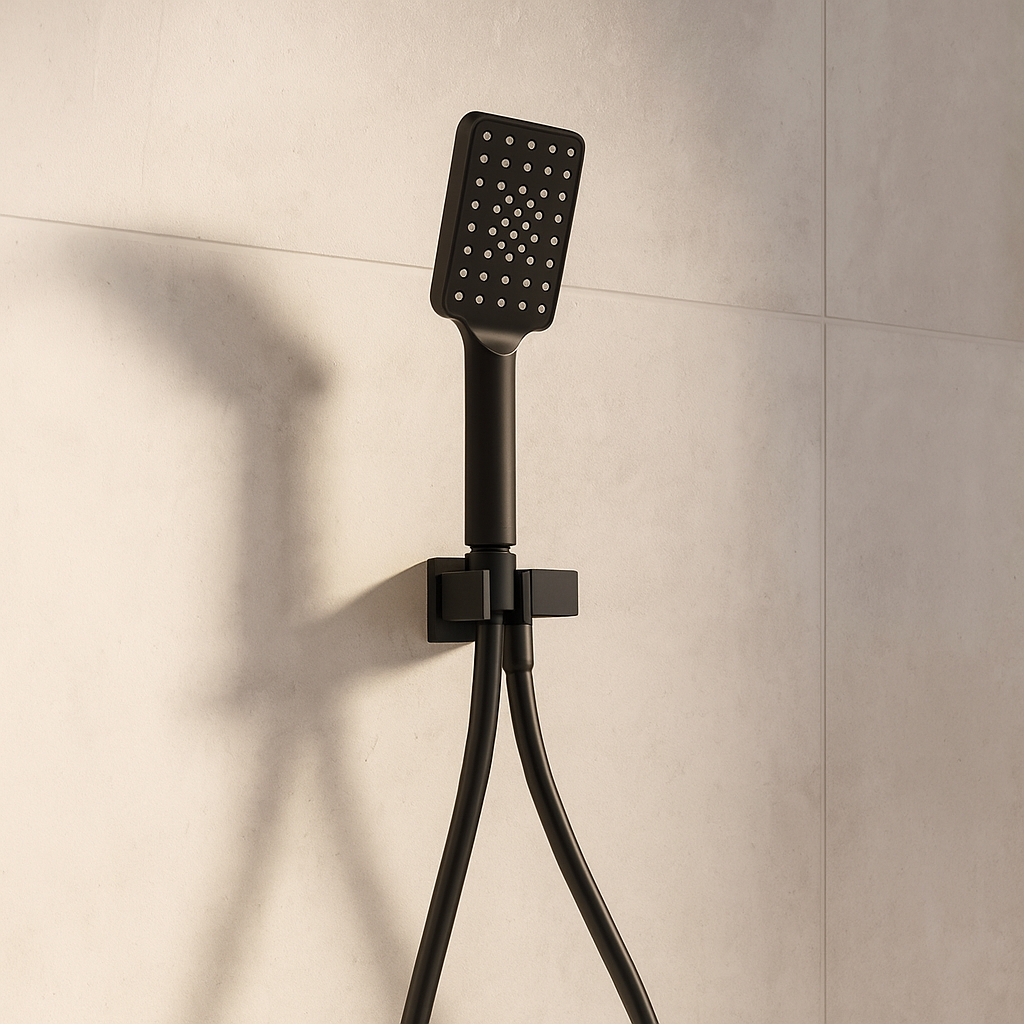 Onix Black Square Shower Unit on Bracket