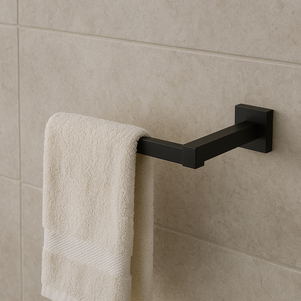 Onix Black Square Towel Ring