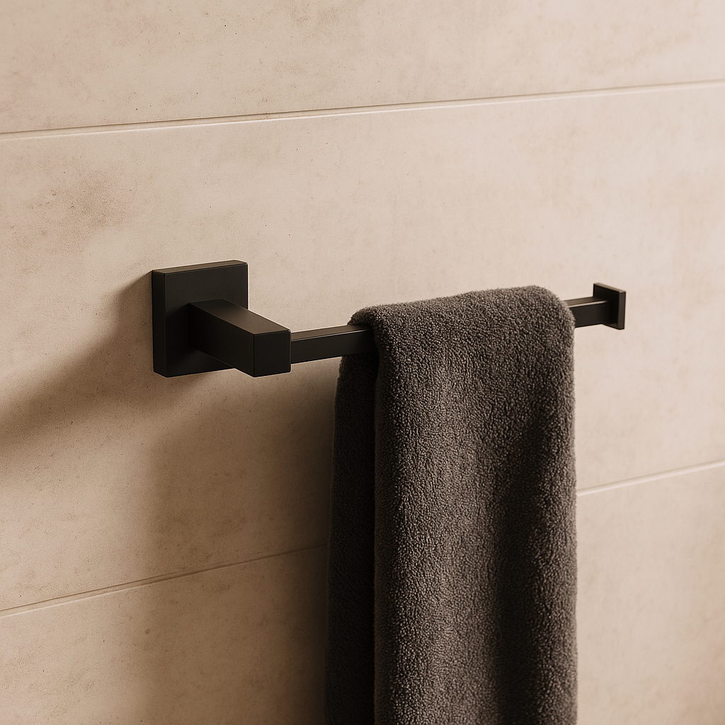 Onix Black Square Towel Ring