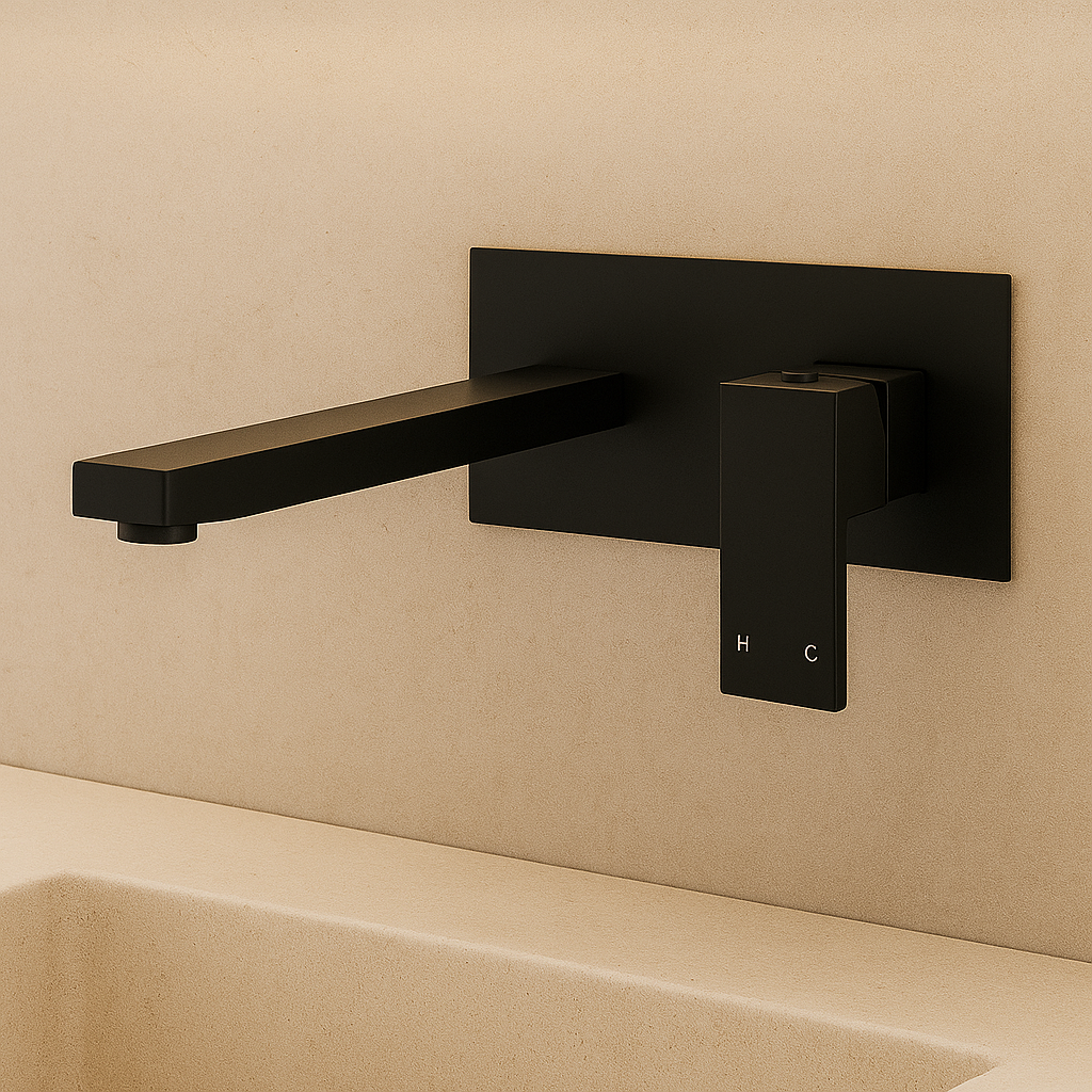 Onix Black Wall Mixer with Spout