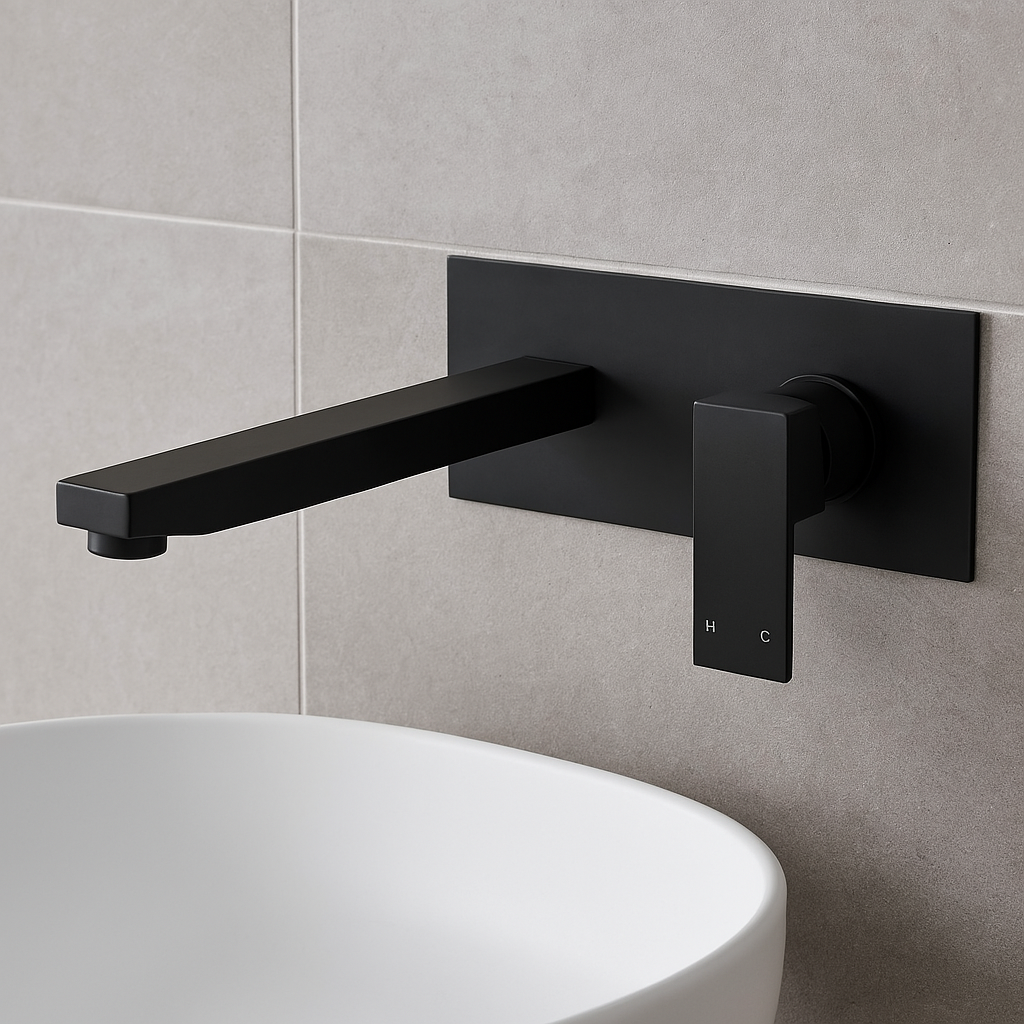 Onix Black Wall Mixer with Spout