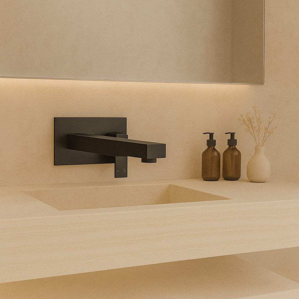 Onix Black Wall Mixer with Spout