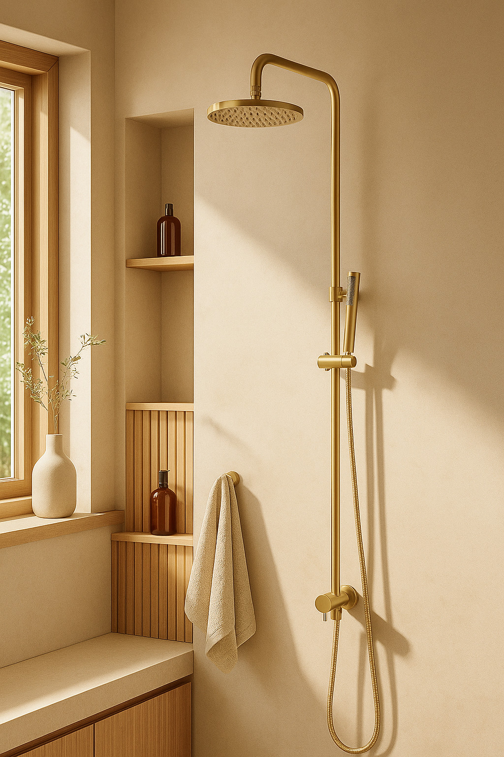 Marbella Brushed Gold Dual Shower with Diverter