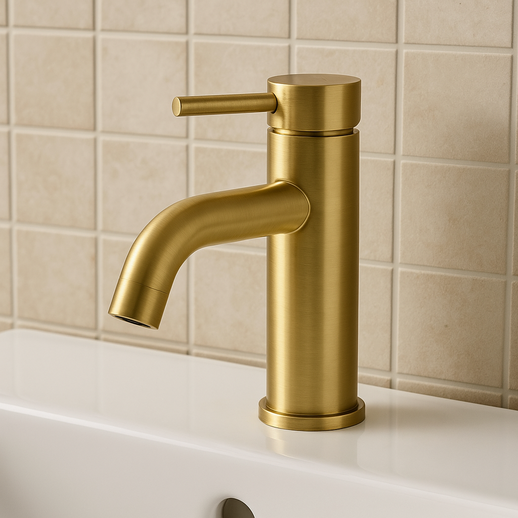 Marbella Brushed Gold Round Basin Mixer