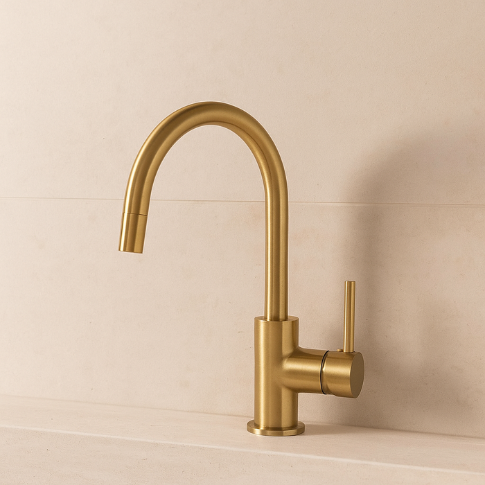 Marbella Brushed Gold Round Kitchen Mixer