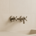 Valencia Brushed Nickel Cross Handle Taps