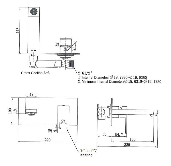 190 Wall Mixer with Spout 35mm cartridge